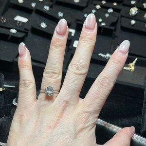 Silver Solitaire Halo Ring with Clear Stone - Women's Jewelry